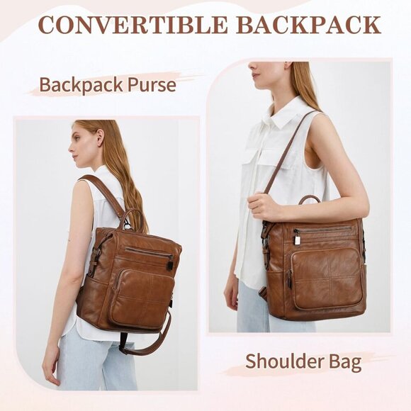 Women’s Vegan Leather Backpack Purse Convertible Fashion Travel Work Bag main image 5